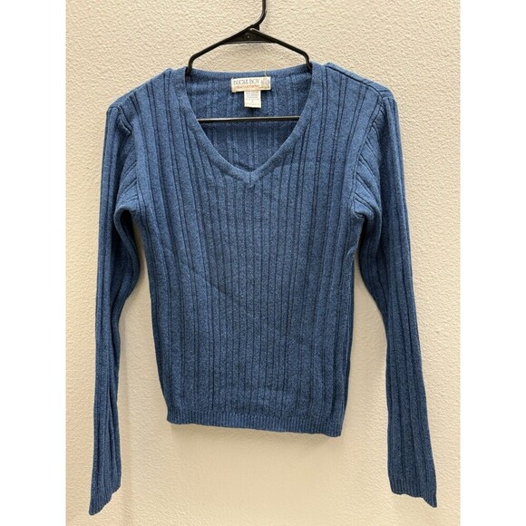 Vintage Bugle Boy Collection for Her Sweater Size Small Blue V- Neck Long Sleeve - Picture 4 of 4